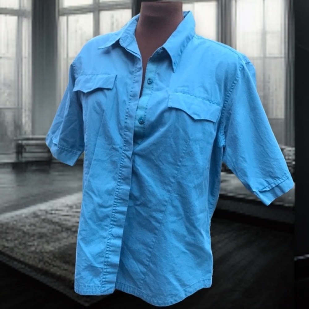Columbia Sportswear Button Down Shirt Women’s S Turquoise Fishing Hiking Utility
